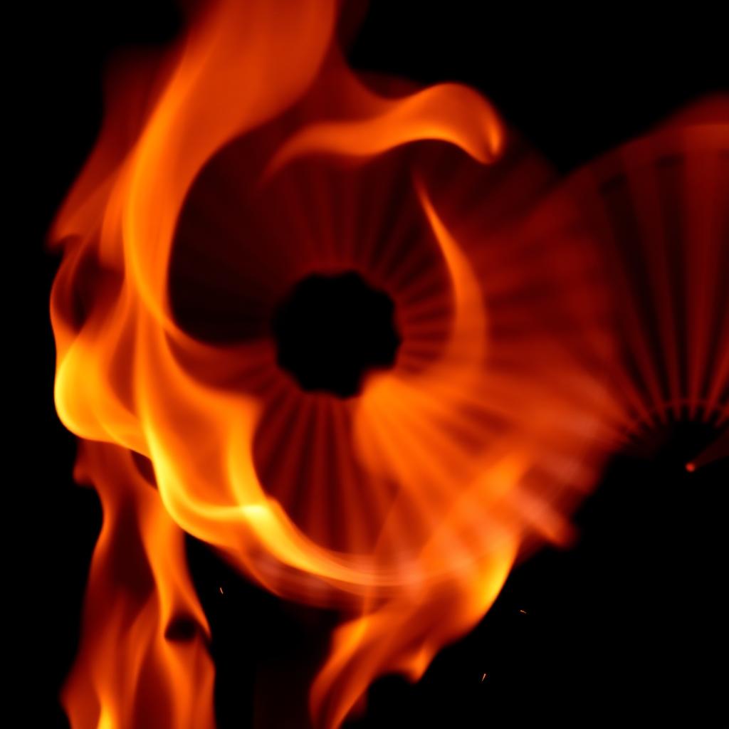 Fire fan close-up